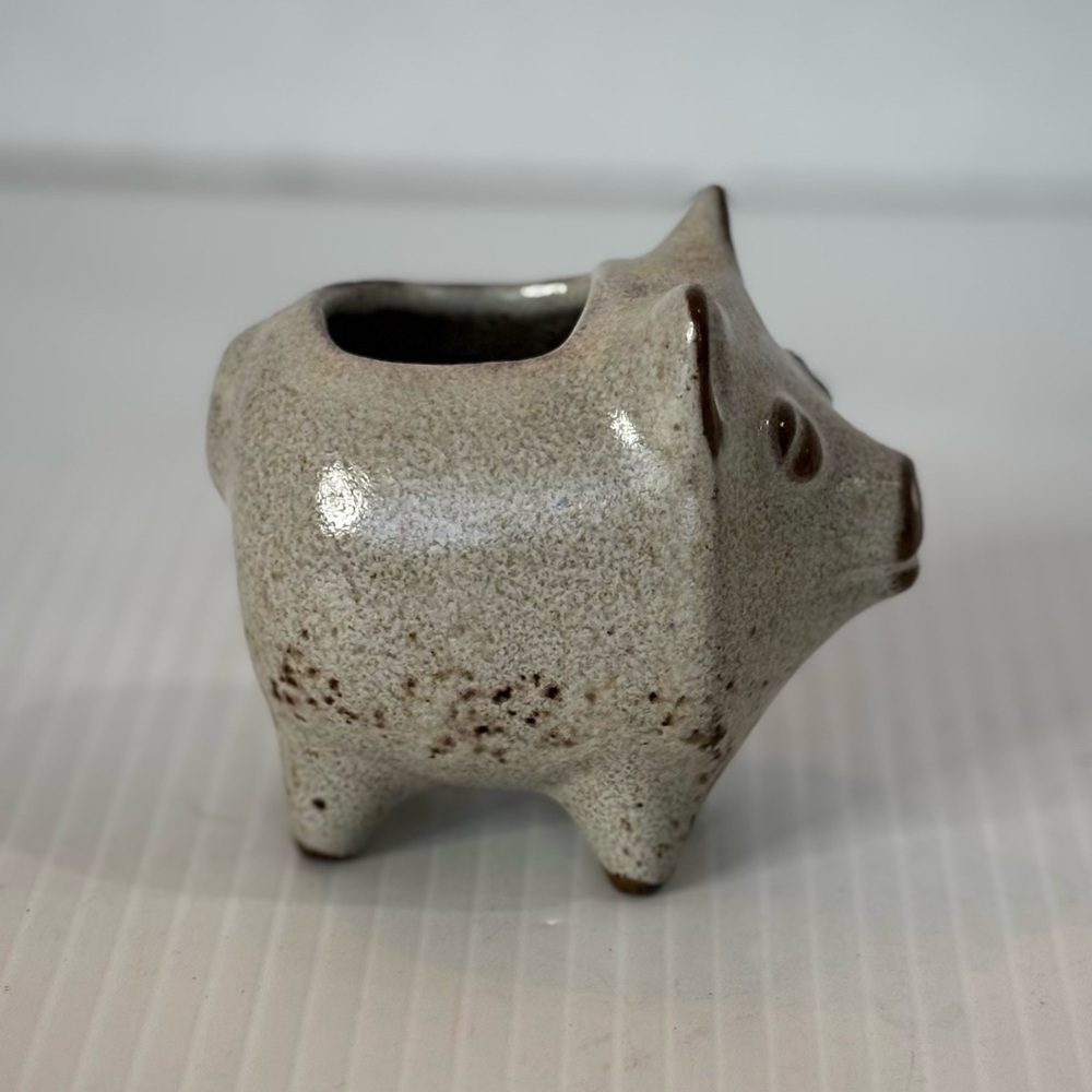 Vtg  David Stewart Lions Valley Stoneware Pig Ceramic Planter Toothpick Holder - Picture 4 of 9